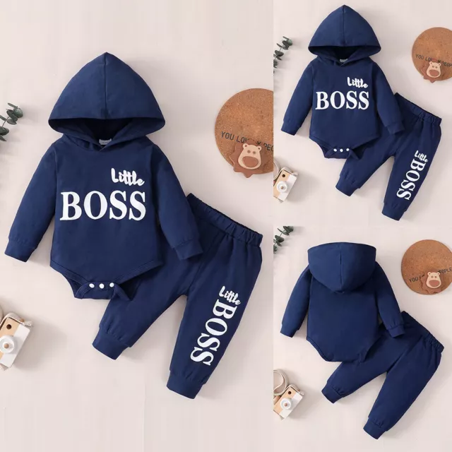 LITTLE BOSS Baby Boys Newborn Sweatshirt Tops Pants Tracksuit Outfit Set Clothes 3