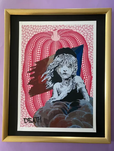 DEATH NYC Hand Signed LARGE Print Framed 16x20in COA POPART  YAYOI KUSAMA