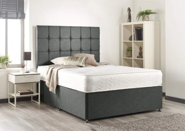 Memory Foam Divan Bed Set With Mattress, Headboard, (Double 135cm X 190cm), NEW