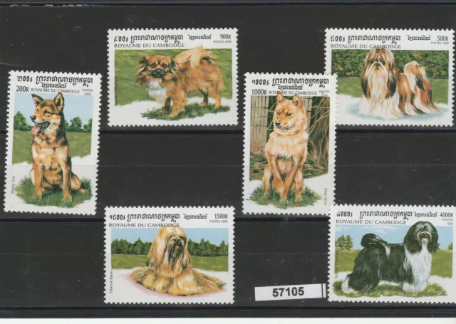 1999 Cambodge Faune Chiens 6 Valeurs MNH MF5710