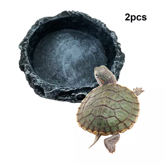 2 Pieces Reptile Water Food Bowls Reptile Feeding Dish for Frog Skink Snake