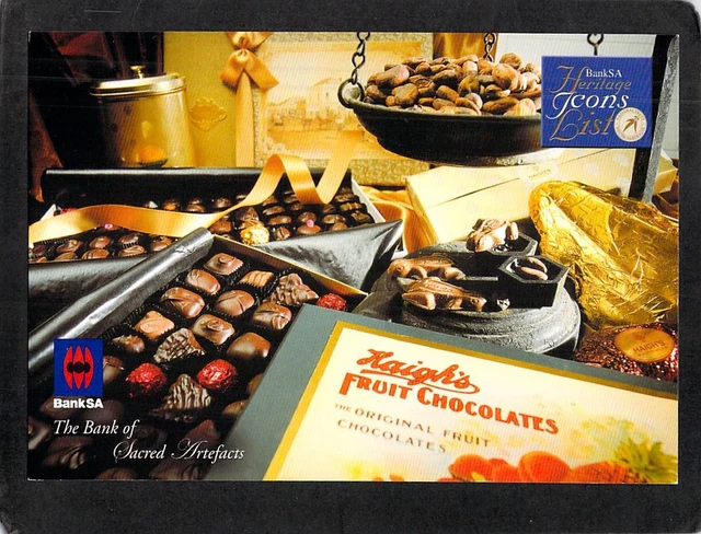 S0667 Australia BankSA Sacred Artefact Haighs Chocolates postcard