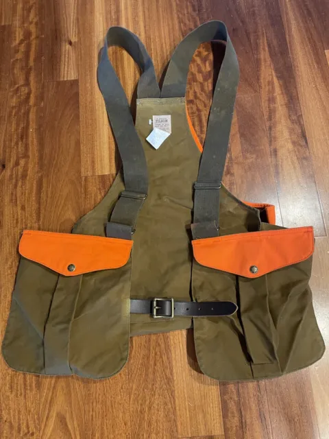 Filson Upland Game Vest Style 30B blaze Orange Tin Cloth Bird Bag SUP USA Made