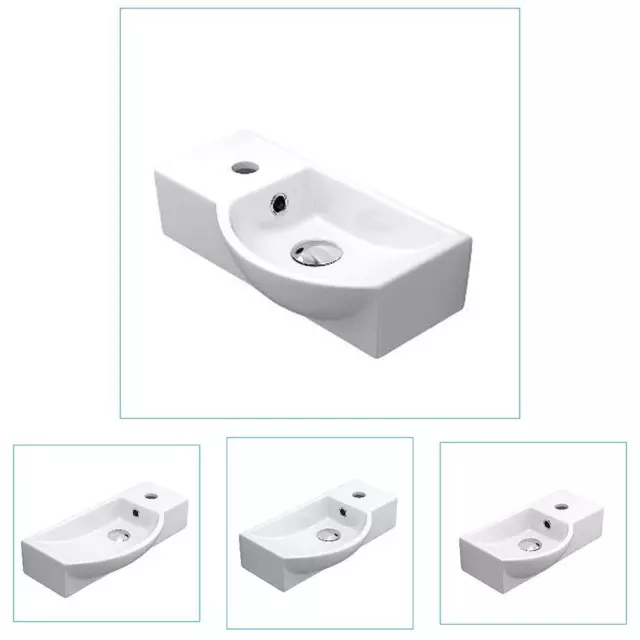 Bathroom Wash Sink Basin Cloakroom Small Ceramic White 1 Hole Various Sizes