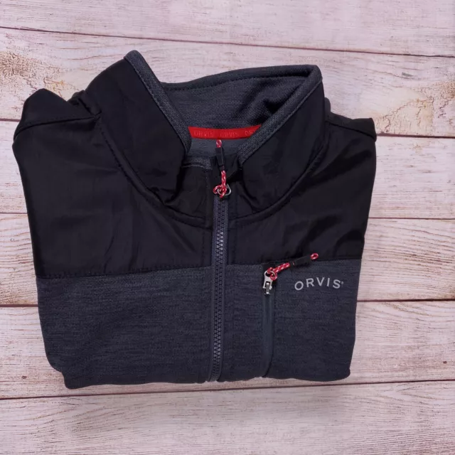Orvis Classic Collection Fleece Lined Full Zip Dark Gray Jacket Sz Mens XXL