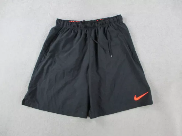 Nike Shorts Mens Large Black Orange Swoosh Flex Training Drifit Athletic Gym