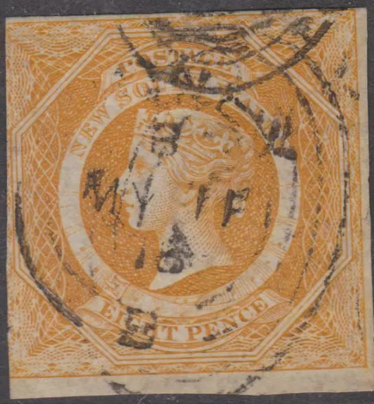 New South Wales 1854 Used 8d Dull yellow Orange SG98 Cat £1500