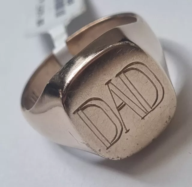 9ct yellow Gold Signet DAD Ring, Size X