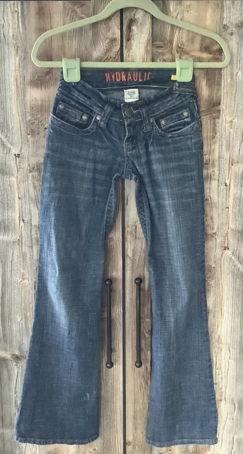Womens Vintage HYDRAULIC Curvy Lola Ultra Low Rise Flare Stretch Jeans 0 24x29