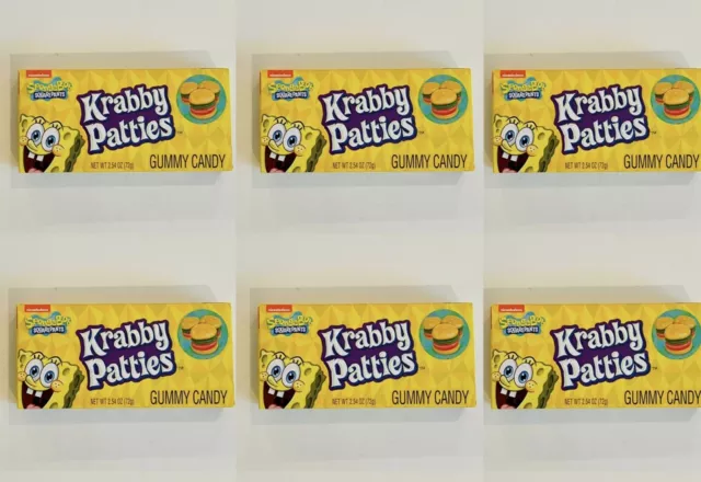 Lot Of 6! Nickelodeon Spongebob Squarepants Gummy Krabby Patties Candy 2.54oz Ea