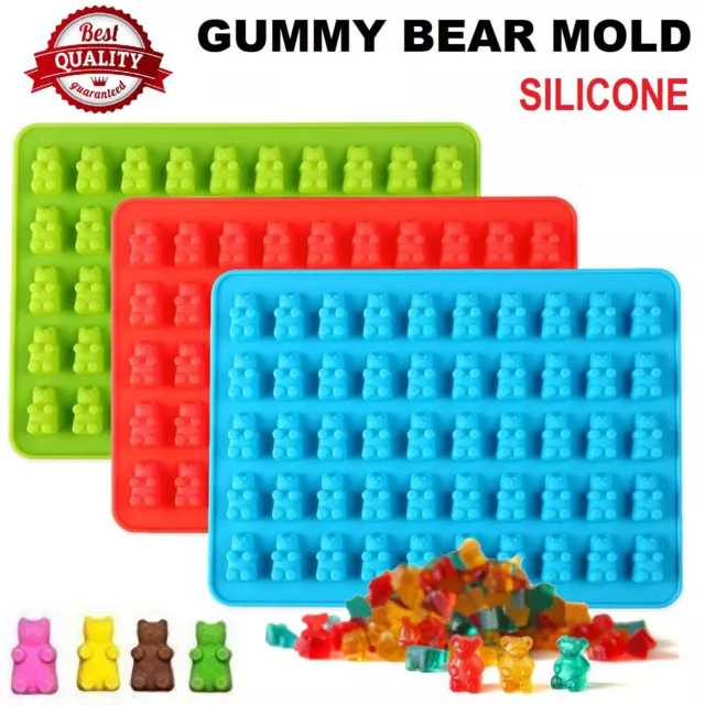 50 Cavity Silicone Gummy Moulds Bear Mold Candy Chocolate Jelly Ice Bakeware