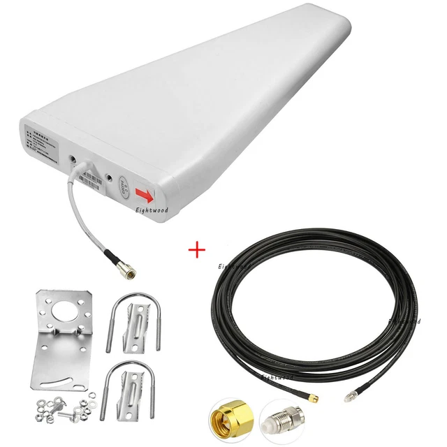 Antenne Yagi Extérieure 2G/3G/4G LTE 12 DBi - 698-2700 MHz, Connecteur N, Câble 0.3 M, Pour Amplificateur Signal Mobile