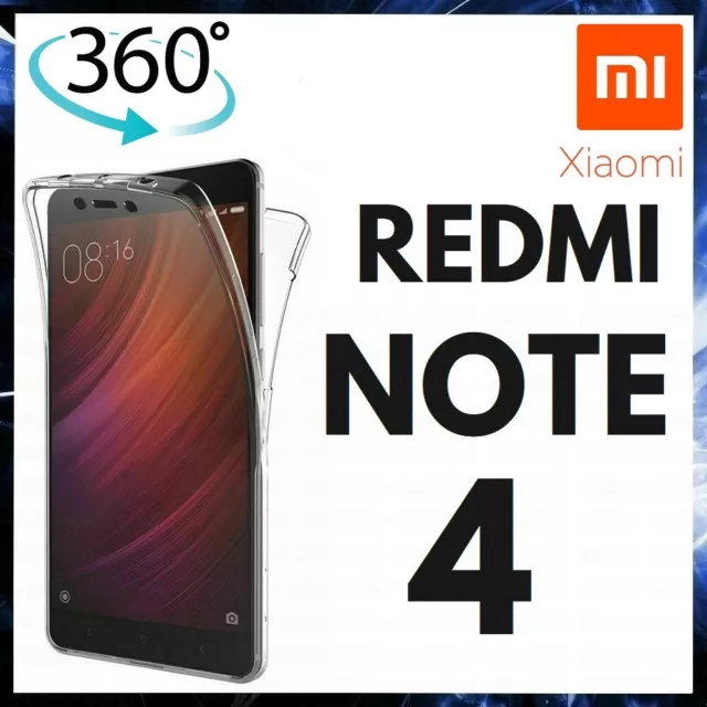 Cover 360 Per Xiaomi Redmi Note 4 Custodia Fronte Retro Trasparente Silicone Tpu