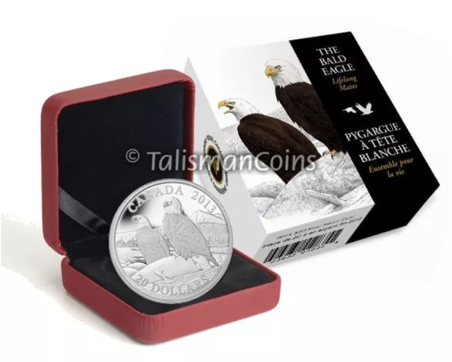 Canada 2013 BALD EAGLE Lifelong Mates $20 1 Oz Pure Silver Proof in FULL OGP 3