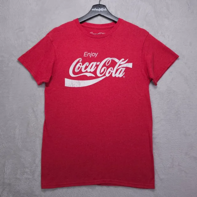 Coca Cola Mens T Shirt Small Red Retro Graphic Short Sleeve Crew Neck Tee Adult