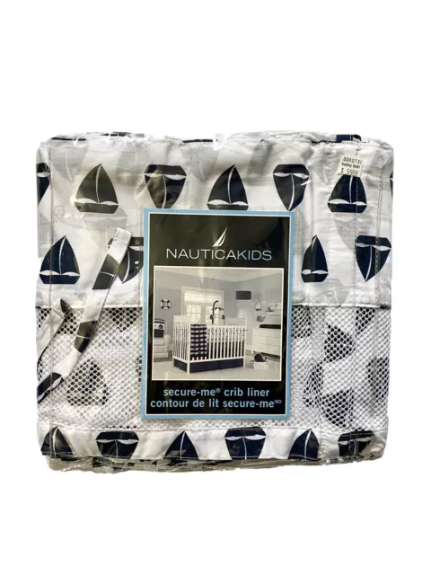 NEW Nautica Kids Secure Me Crib Mesh Liner Boat- Navy & White