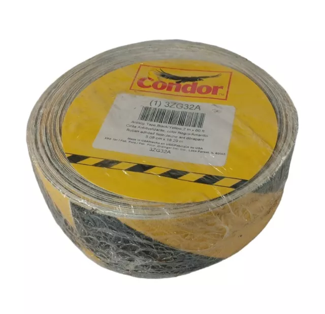 Condor 3ZG32A Anti-Slip Black Yellow Safety Tape 2" X 60ft. Striped
