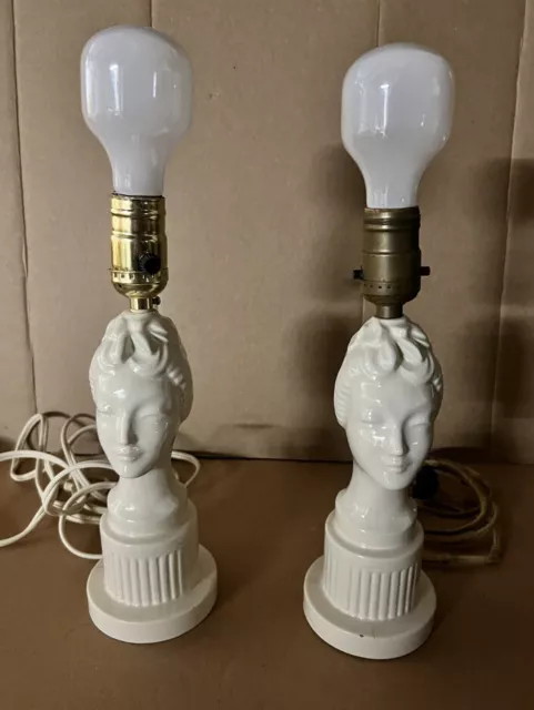 Hollywood Regency Era, Ceramic Vintage Pair Of Table Lamps