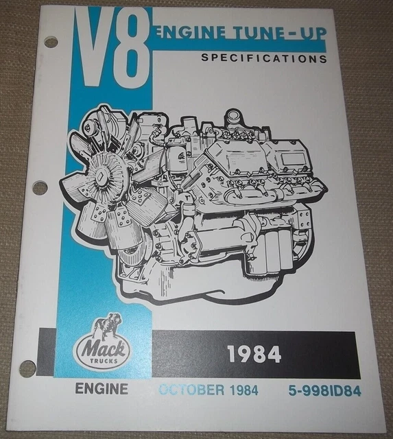 Mack Camion V8 1984 Motore Tune-Up Specifica Servizio Shop Riparazione Manuale