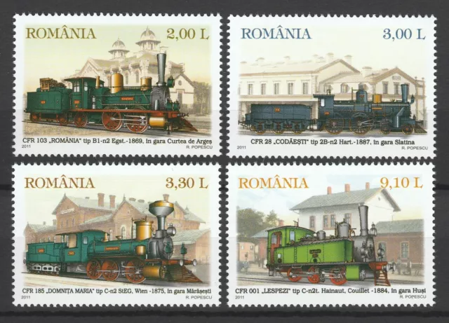 Romania 2011 Locomotives Trains / Railroads 4 MNH stamps