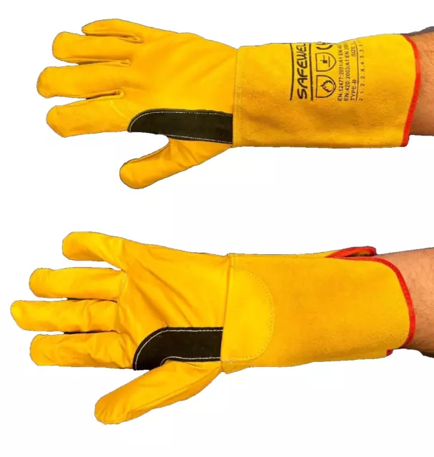 Premium Leather Reinforces TIG Welders Welding Gardening Gardeners Safety Gloves