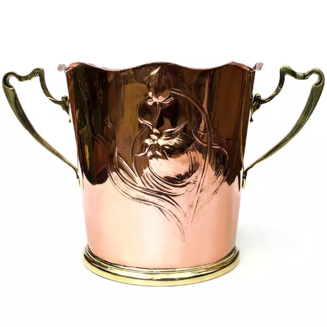 A Beautiful Original Arts & Crafts/Art Nouveau Copper & Brass Wine Cooler Bucket 2