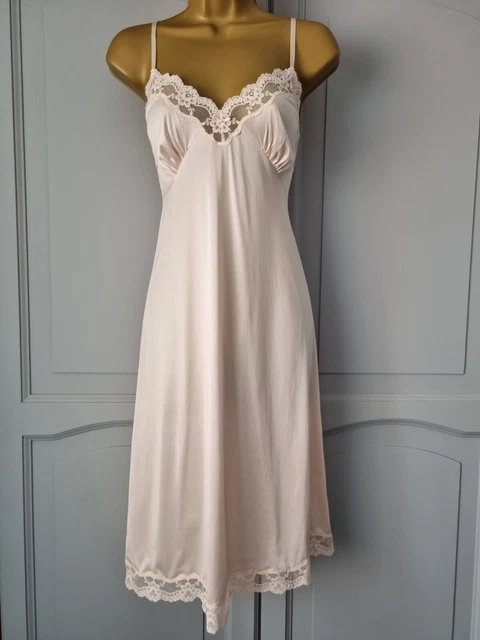 Slip Interi Donna Vintage St Michael Light Arancione Seta Nylon/Poliammide Raso Taglia 14