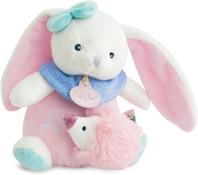 Doudou Peluche Musicale Lapin Rose  Blanc Berry Hérisson Baby Nat