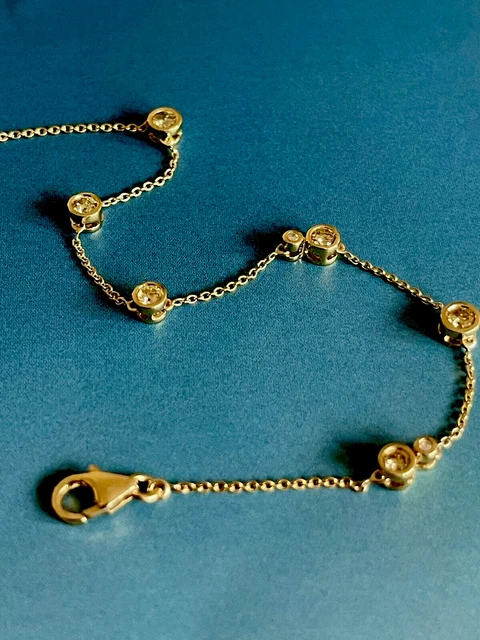 9ct Yellow Gold Solitaire Diamond Bracelet 0.50ct Bubble By The Yard Half Carat