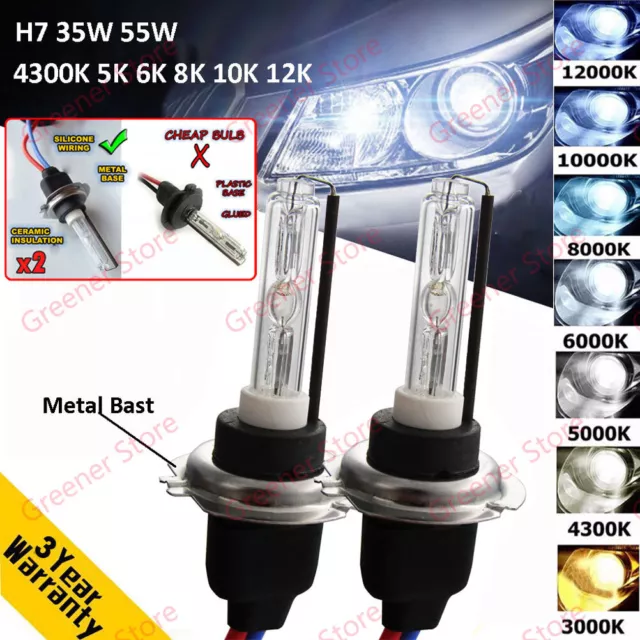 2X 35W 55W H7 Auto HID Xénon Phare Lampe Ampoule METAL BASED 5000K 6000K 8K 10K