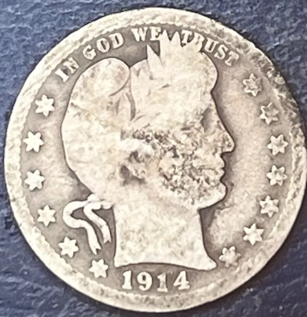 1914 Barber Quarter Well Circulated 0221-5