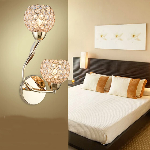 Lampada da parete per interni metallo vetro cristallo design doppia forma fiore K082 destra