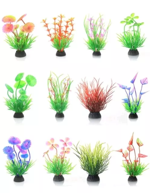 Paquete/Lote De 10 Plantas Artificiales Acuario - Decoración Acuario Plantas