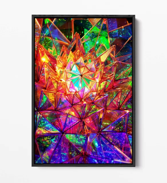 Colourful Glass 1 Canvas Wall Art Float Effect/Frame/Picture/Poster Print-