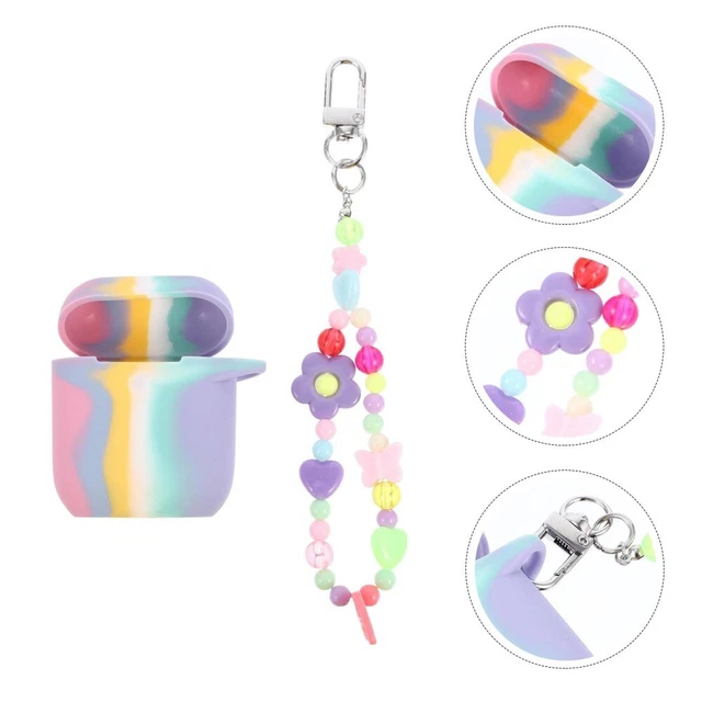Housse écouteurs En Forme De Cœur Avec Porte-clés Perles - Protection Anti-choc, Facile à Nettoyer, Portable Mignon