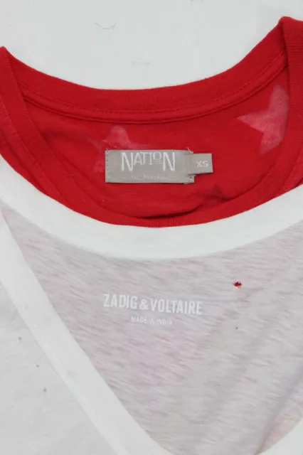 Zadig & Voltaire Nation LTD Womens Scoop Neck Tank Tops Red White Size XS Lot 2 3