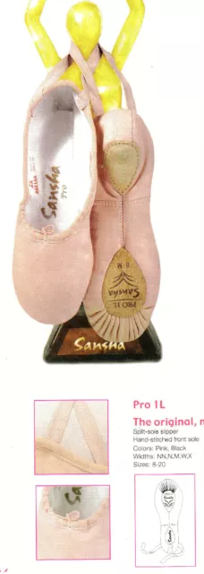 NWT Sansha Pink Leather Split Sole Ballet Shoe Pro1L 3 widths Fabulous Shoe 2