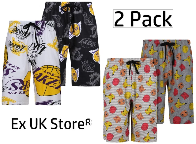 Mens 2 Pack Pyjama Shorts Basketball Character Lounge Sleep Pj Short M-Xxl New