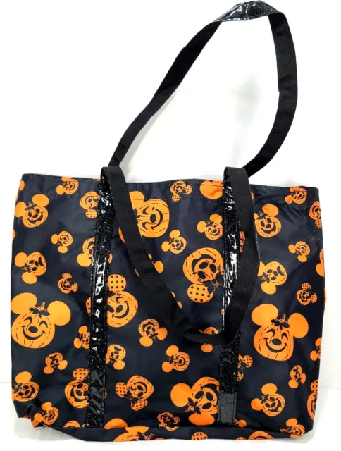 Disney Parks Mickey and Minnie Mouse Pumpkin Jack O' Lantern Halloween Tote Bag