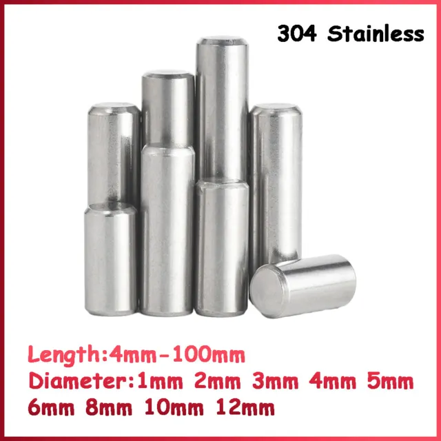 Dowel Pins Cylindrical Pin A2 Stainless Steel Solid Positioning Pin 1mm-12mm Dia