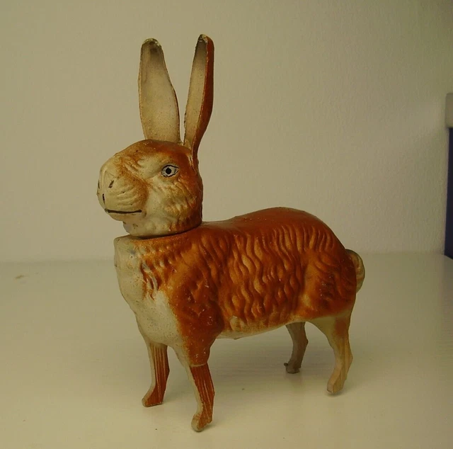 Antike seltene Osterhasen Holz Pappe - Füllbox vor 1945