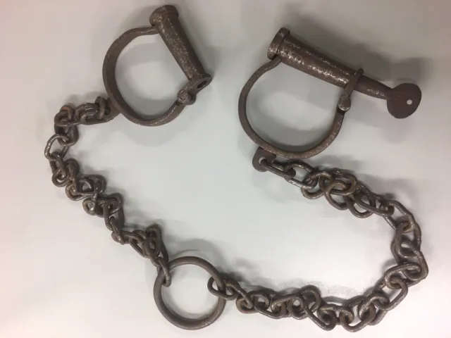Iron Handcrafted Chain Leg Shackle Lock Key Handcuffs