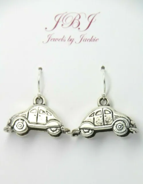 Car Charm Earrings .925 sterling silver Pewter Charms Bug VW Auto Cars Motor