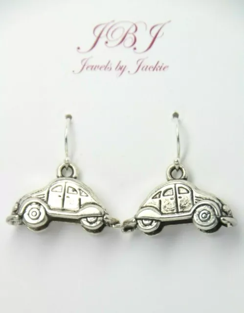 Car Charm Earrings .925 sterling silver Pewter Charms Bug VW Auto Cars Motor