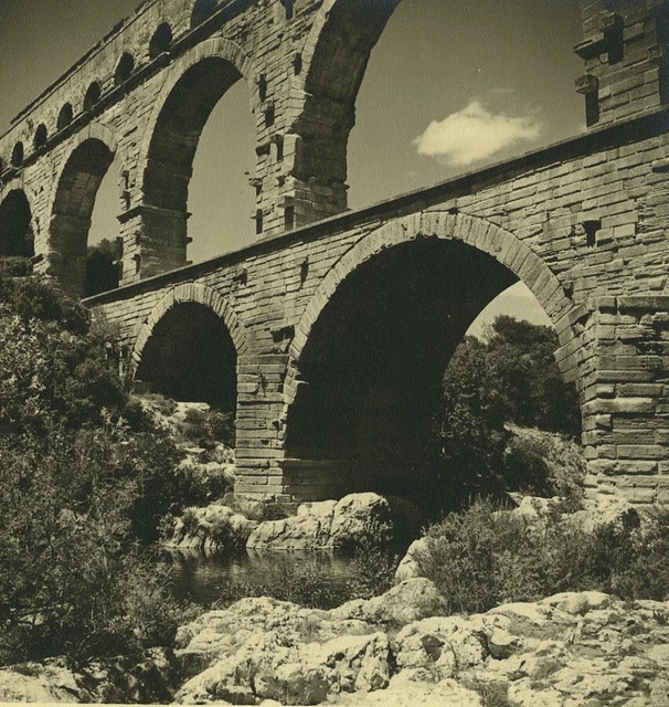 France Pont du Gard Bridge Ancienne Photo Amateur 1947 #5
