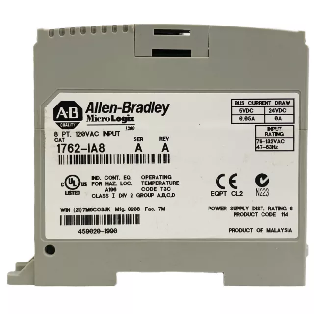 Allen Bradley 1762-IA8 MicroLogix 1200 8pt 120VAC Input SER A USA