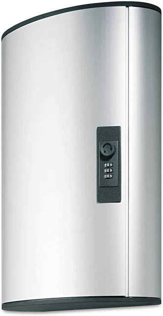 Durable Locking Key Cabinet 36-Key Brushed Aluminum Silver 11 3/4 x 4 5/8 x 11 1