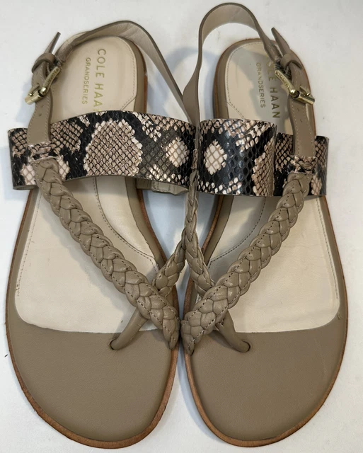 Cole Haan Anica Sandals Size 6.5 B Women’s Snake Print Leather Thong Sandals