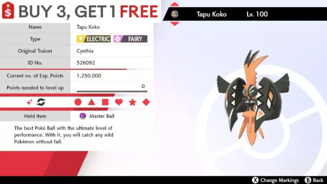 ✨ ULTRA SHINY TAPU KOKO ✨ LEGENDARY 6IV BATTLE-READY, Pokemon Sword and  Shield