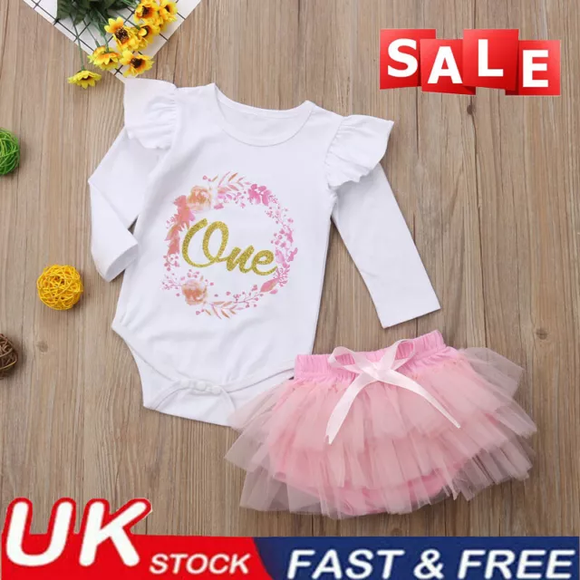 Baby Girl First 1st Birthday Outfit Tutu Cake Smash Photo Shoot Party Dress One